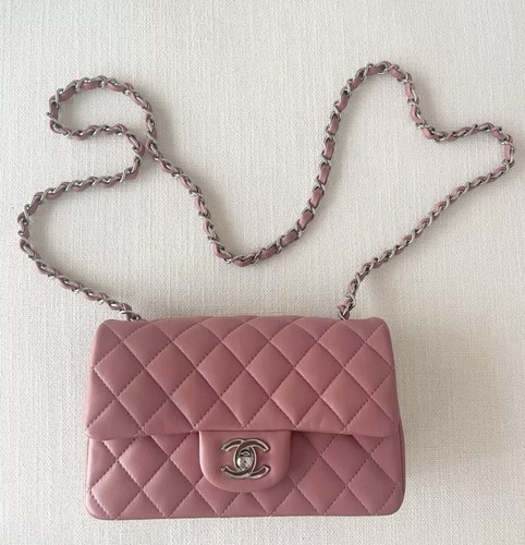 CHANEL Pink Mini Classic Bag Flap Crossbody bag 2019B