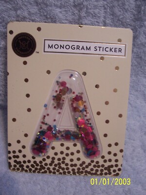 Modern Expressions Monogram '' A '' Glitter Sticker 3'' Tall
