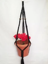 MACRAME PLANT HANGER 35 in SIMPLE 3 ARM 6mm with BEADS - CHOOSE CORD COLOR
