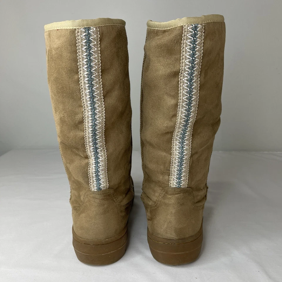 Bota feminina de inverno com isolamento de panturrilha média camurça marrom bambu tamanho 9M - Imagem 2 de 4