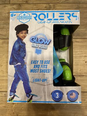 Madd Gear Rollers Light-Up Heel Skates - Glow And Roll  Fits Most Shoes  NEW