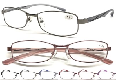 E2405 Unisex Stylis Lesebrille/Metalloptik Gestell/Weiche Sport Kunststoffbügel