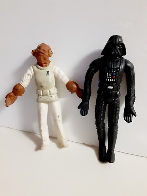 Vintage Bend Ems Star Wars Figures Admiral Akbar & Darth Vader Loose Bendable 