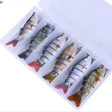 6 Pieces Fishing Lures Set With Box Multi Segments Jointed Hard Bait Wobblers