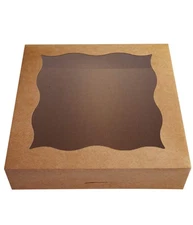 15-Pack 12"x12"x3"Brown Bakery Boxes with PVC Window for Pie and Cookies Boxe...