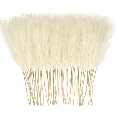50PCS Faux Pampas Grass, 21.6'' Short Artificial Pompous Grass Floral Fake Pom...
