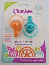ChooMee SoftSip Pouch Tops w/ Flow-Control Valve 6 Mos 2-Pack