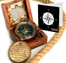 to My Son Compass with Wooden Box-Mom to Son Compass&ndash;Father to Son Gifts- to My