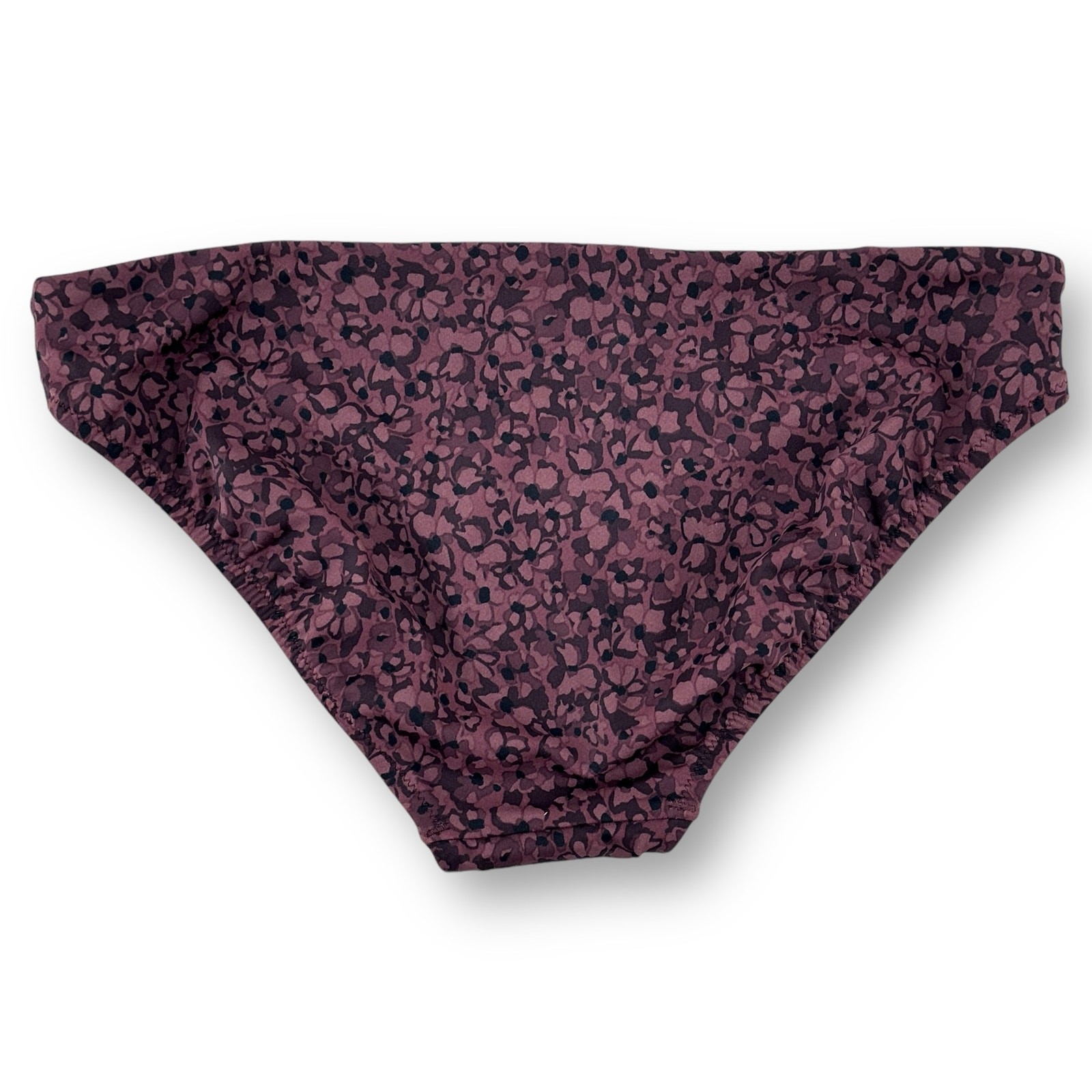 Athleta Clean Medium Bikini Bottoms Bathing Swim Suit Sz XS Maroon Floral Camo 