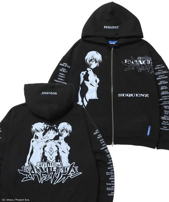 Neon Genesis Evangelion Rei Ayanami Zip Hoodie Black L Unisex Japan Cosplay