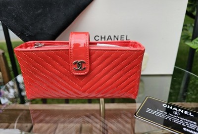 Chanel Red Patent Chevron Phone Holder