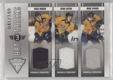 2011 Titanium Hat Tricks Memorabilia Shea Weber Ryan Suter Mike Fisher HOF 4ry