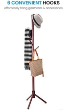 Coat Rack With 6 Hooks High Grade Cherry Coloured Wood Perfect For Entryways