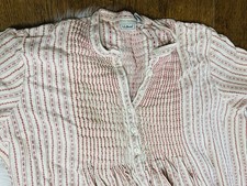Vintage L L Bean Red Cream Dobby Pintuck Nightgown Womens Large Petite Cotton