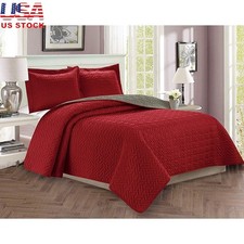 Reversible Diamond Quilted Microfiber Quilt Set Soft Comforter All Season Use