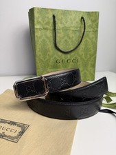 Gucci Schwarz Guccissima Ledergürtel Silber Schnalle 100cm 40” Made in...