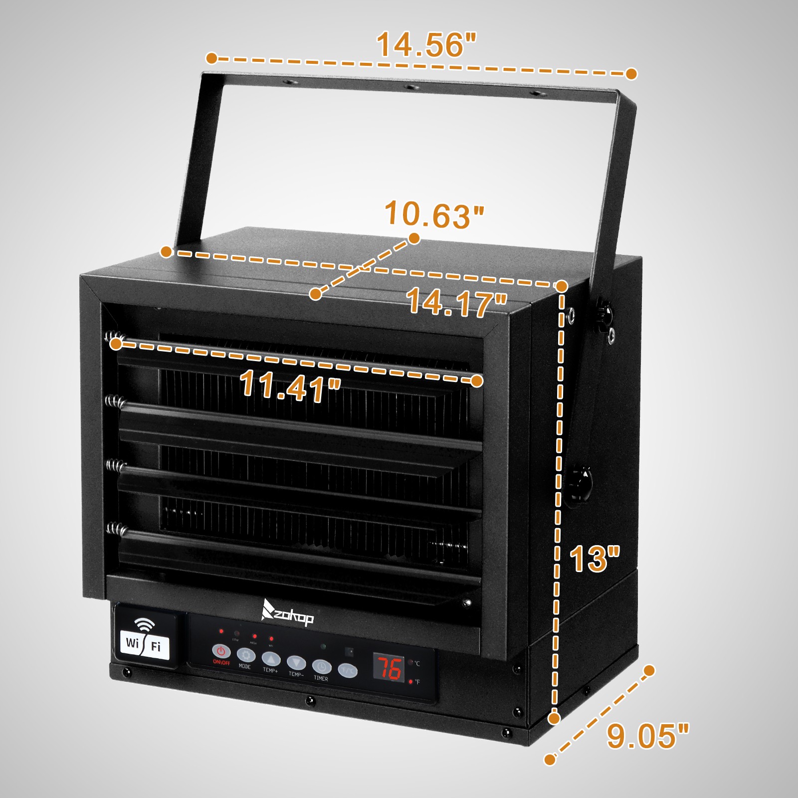 ZOKOP Electric Garage Heater 7500W Ceiling Wall Mounted Space Heater Wifi Remote