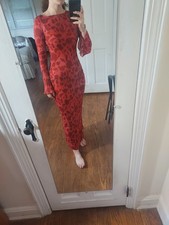 Realisation Par X-Small XS Red Havana The Gia Maxi Silk Dress