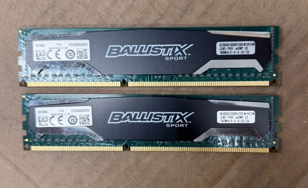 Crucial Ballistix DDR4 メモリー 8GB×2枚セット DDR4 SDRAM Ballistix 8 GB Capacity per Module Memory (RAM) for