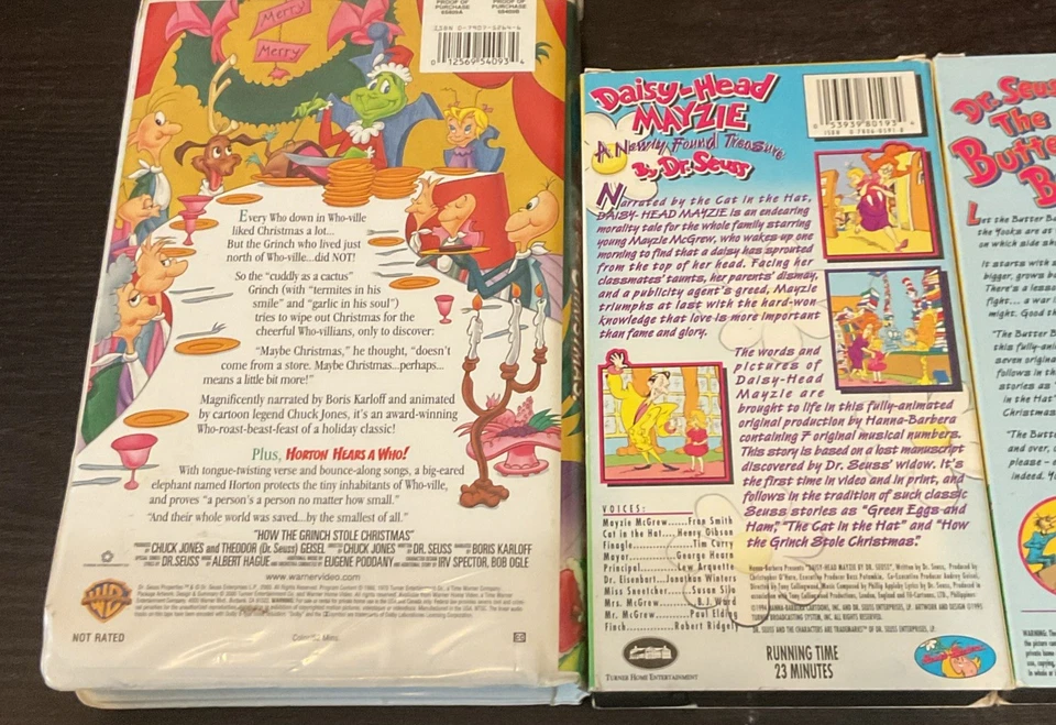 Dr. Seuss Lot of 5 VHS Tapes: Grinch, Green Eggs, Yertle The Turtle, ABC,Butter Foto 3 de 4