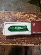 Victorinox Knife In Translucent Emerald Green Ball Point Pen  Flonase NOS!