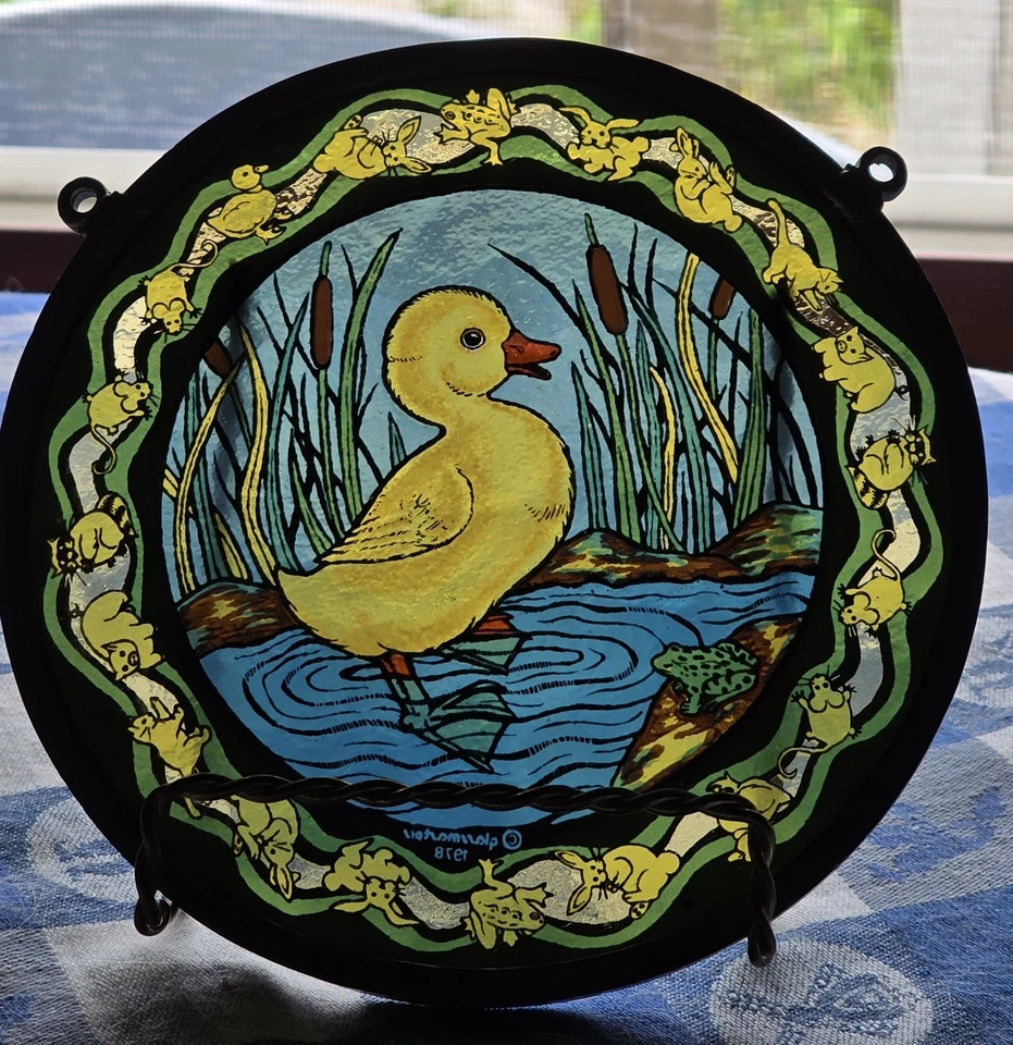 Vintage Glassmasters 1978 6" Suncatcher with Duck Foto 2 de 3