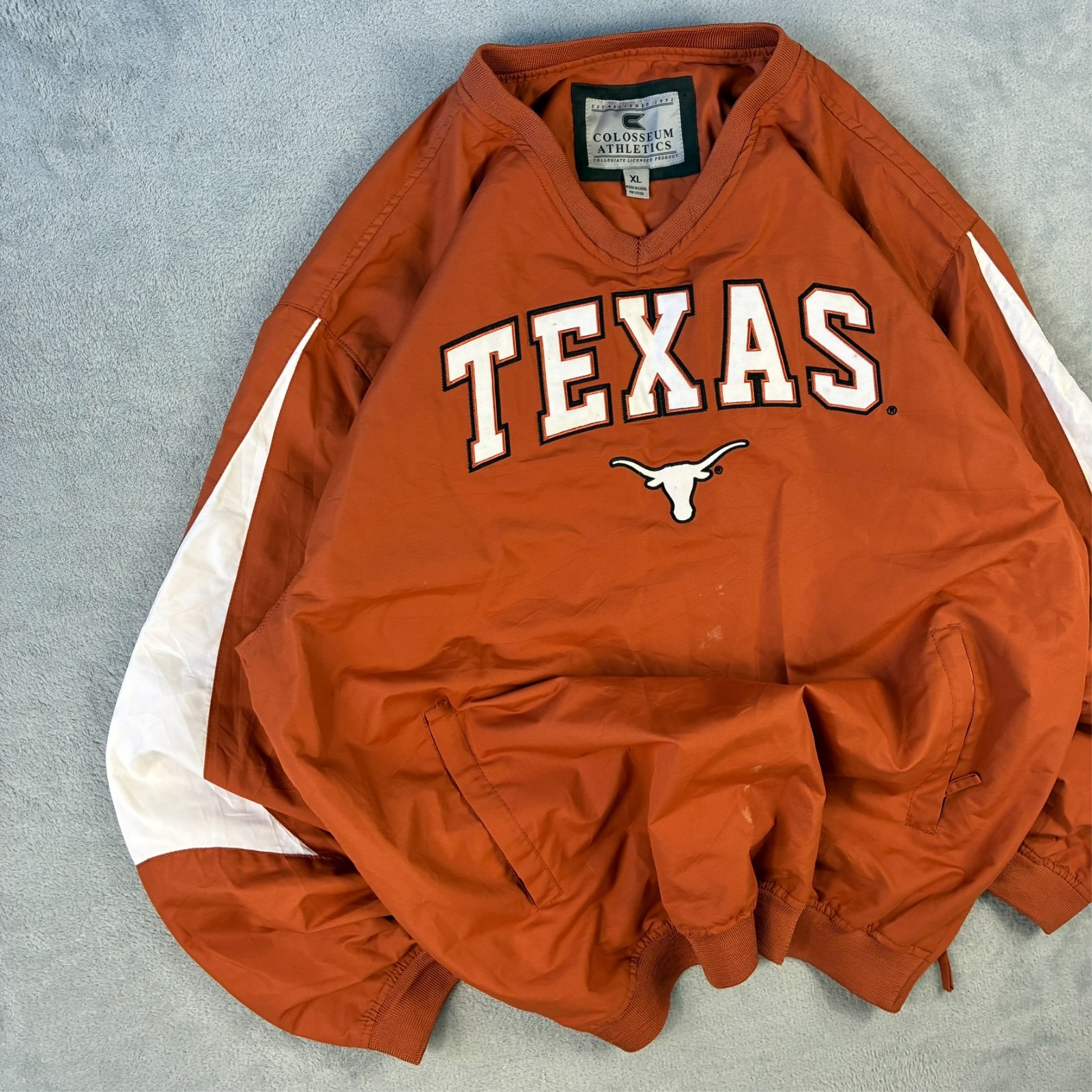 VTG Colosseum Athletics Texas Longhorns Orange NFL Sz XL V-Neck Shell Sweatshirt image 2