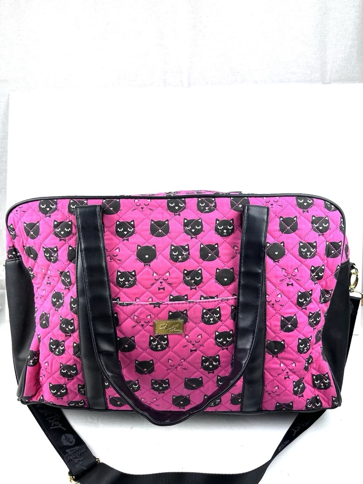 Betsey Johnson Weekender сумка Cat Kitty розовый черный дорожная сумка совершенно новый без подвески - Изображение 2 из 4