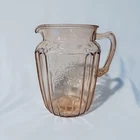 Vintage Hocking Mayfair Open Rose Pink Depression Glass Handled Pitcher 8.5”