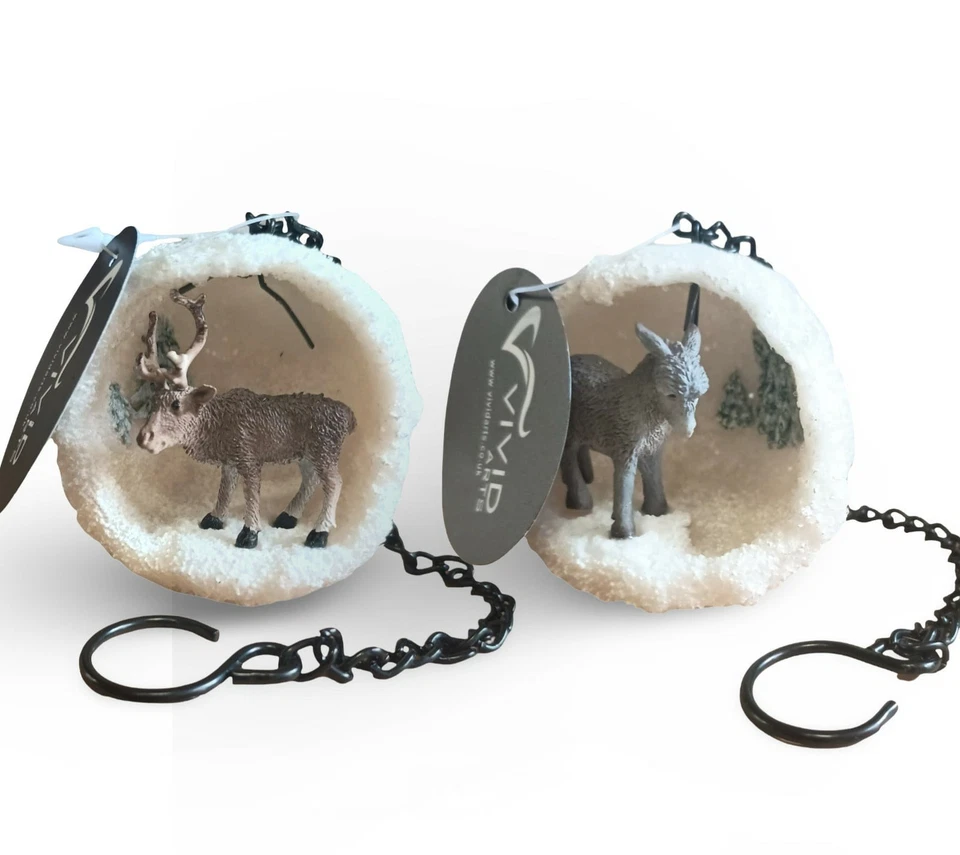 Christmas Decoration Hanging Snowball Donkey Reindeer Vivid Arts Bauble Gift