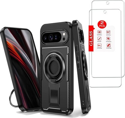 for Google Pixel 9 Pro XL 6.8'' Case Heavy Duty Armor with Ring Holder Stand Cove