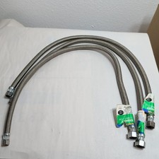 Qty 3 - 3/8 Compression x 1/2 in. FIP x 30 in. Braided Faucet Connector CY
