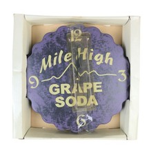 12" Purple Mile High Grape Soda Wall Clock New in Box Bottle Cap Shape!