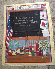 Vintage 1995 Fabric Quilt Panel "A Teacher Is A Special Friend" 36"X45"