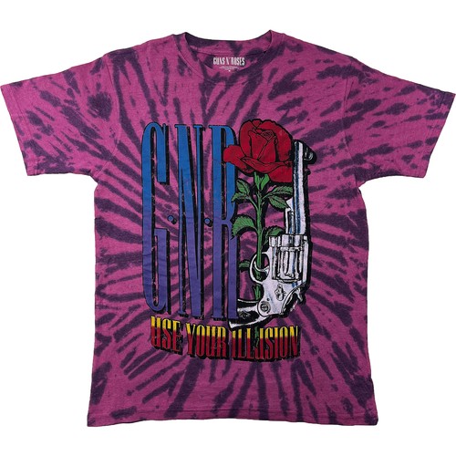 Men's Guns N Roses UYI Pistol (Dip-Dye) Tie Dye T-shirt X-Large Purple
