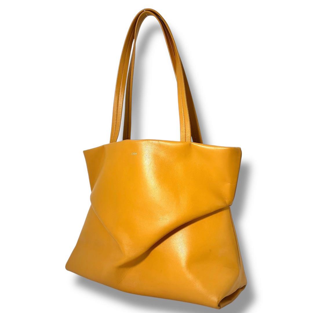 Chloe Judy Womens Yellow Leather East West Tote Shoulder Bag