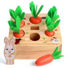 SKYFIELD Carrot Harvest Game Wooden Shape Sorting Puzzle for Medium, Orange