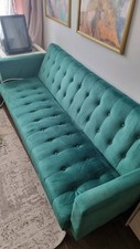 Velvet Sofa Bed Green With Golden Legs Elegant Sofabed