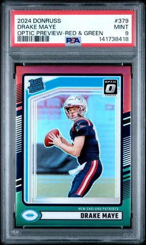 2024 PANINI DONRUSS OPTIC PREVIEW-RED & GREEN #379 DRAKE MAYE ROOKIE RC PSA 9