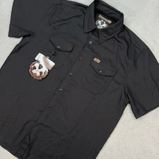 Dixxon Shirt Mens Large Black Solid Button Snap The Outlaw Shortie Flannel