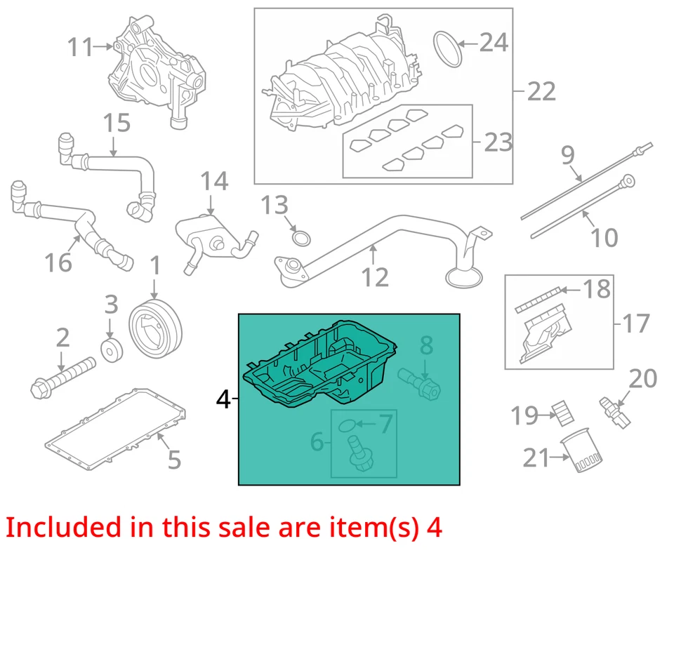 Cacerola de aceite 5,0 L compatible con Mustang 242182 11-17 Foto 3 de 4