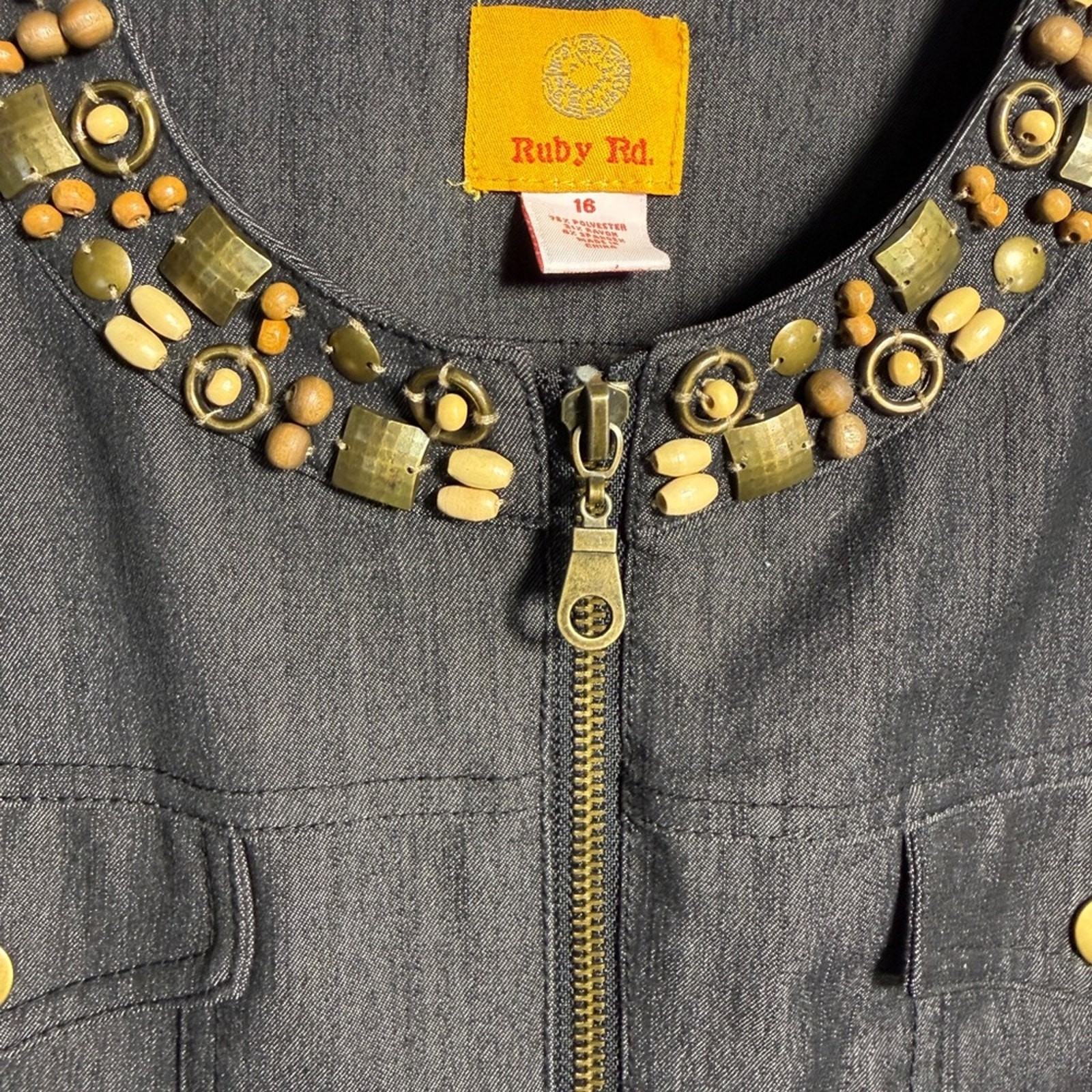 Ruby Rd. Embellished Zip Front Jacket Charcoal De… - image 4