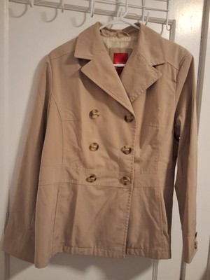 Esprit Rain Jacket Ladies Size XL Double Breasted Lined. Beige