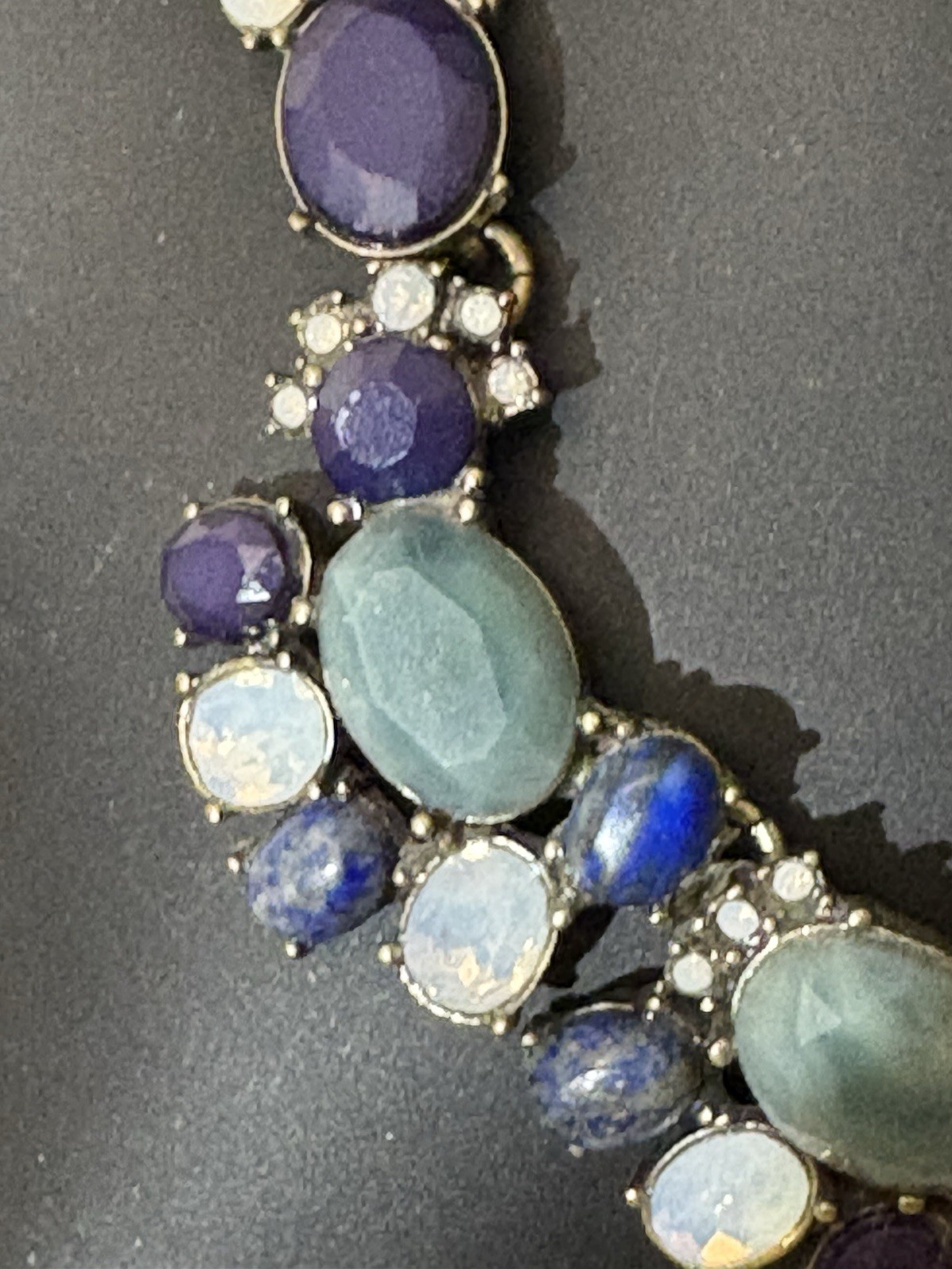 LOFT Multicolor Stone Statement Necklace Silver T… - image 4