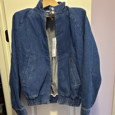 Marni denim  Bomber Jacket  Elastic Hem Pockets for Women sz 48 