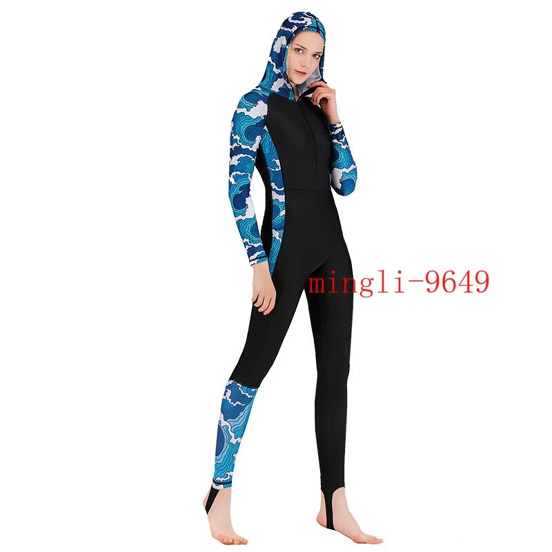 Traje de neopreno buceo manga larga traje de baño con capucha cuerpo completo piel natación buceo traje moda Foto 2 de 4