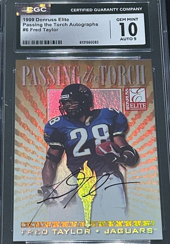 Fred Taylor [Autograph] #6 1999 Panini Donruss Elite Passing the Torch card