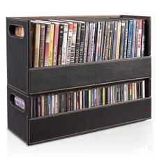Faux Leather DVD & CD Storage Box - Movie Shelf Organizer for Blu-Ray, Video ...