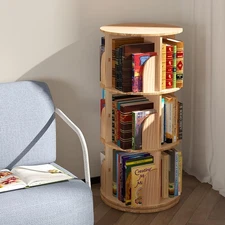 3 Tier 360 Display Rotating Bookshelf, Revolving Bookcase for Kids&Adults, Ro...