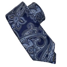 NWT Nordstrom Necktie Blue Paisley Plaid 3"